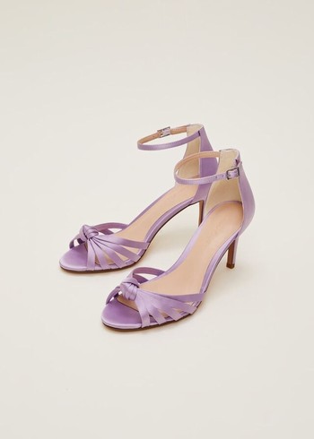 Phase Eight Purple Satin Open Toe Heels Purple USA | 1925347-HU